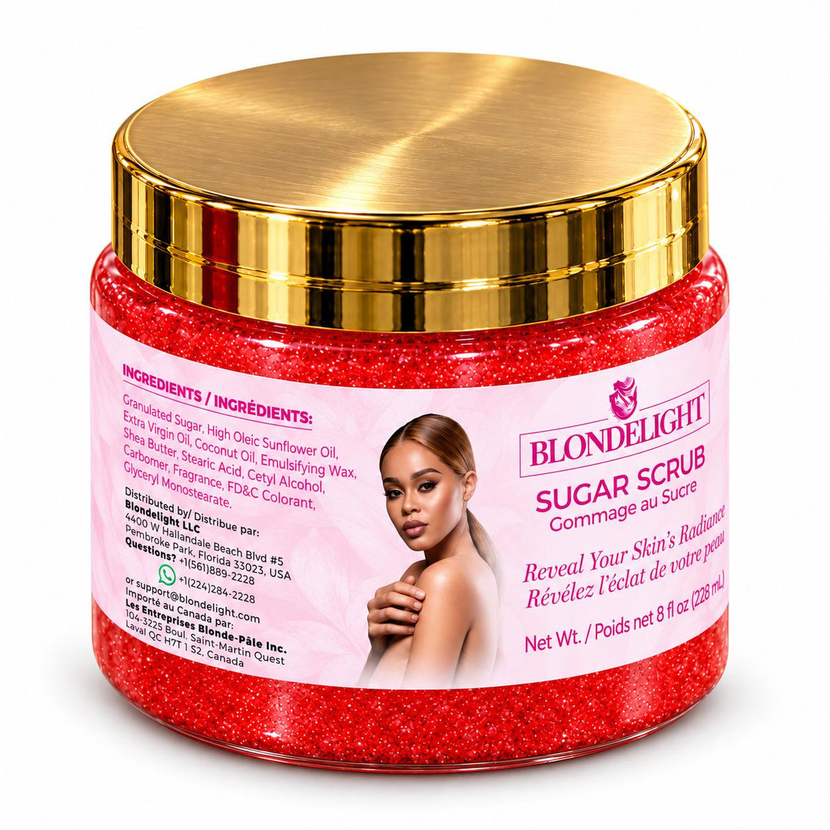 BLONDELIGHT Sugar Body Scrub with Shea Butter & Coconut Oil - 8 fl oz (228 mL)