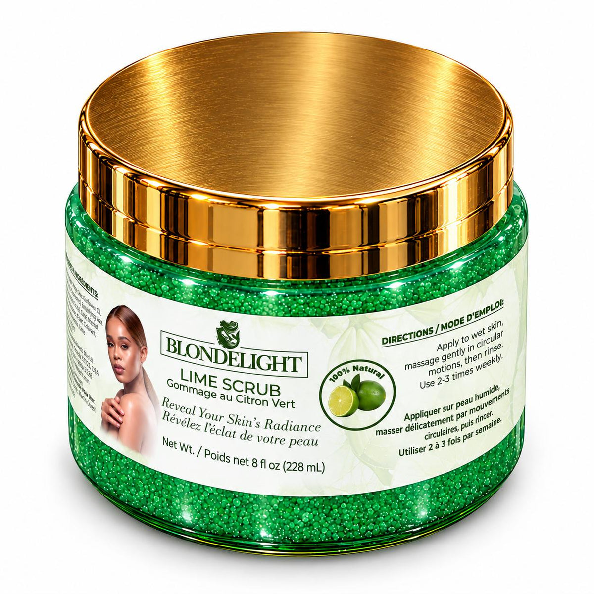 BLONDELIGHT Lime Body Scrub with Sugar, Shea Butter & Coconut Oil - 8 fl oz (228 mL)