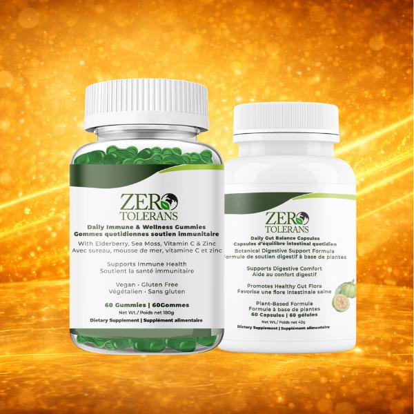 ZEROTOLERANS Wellness Duo Set (Gummies + Capsules) Digestive Enzymes Probiotic Antioxidant Water Enhancer