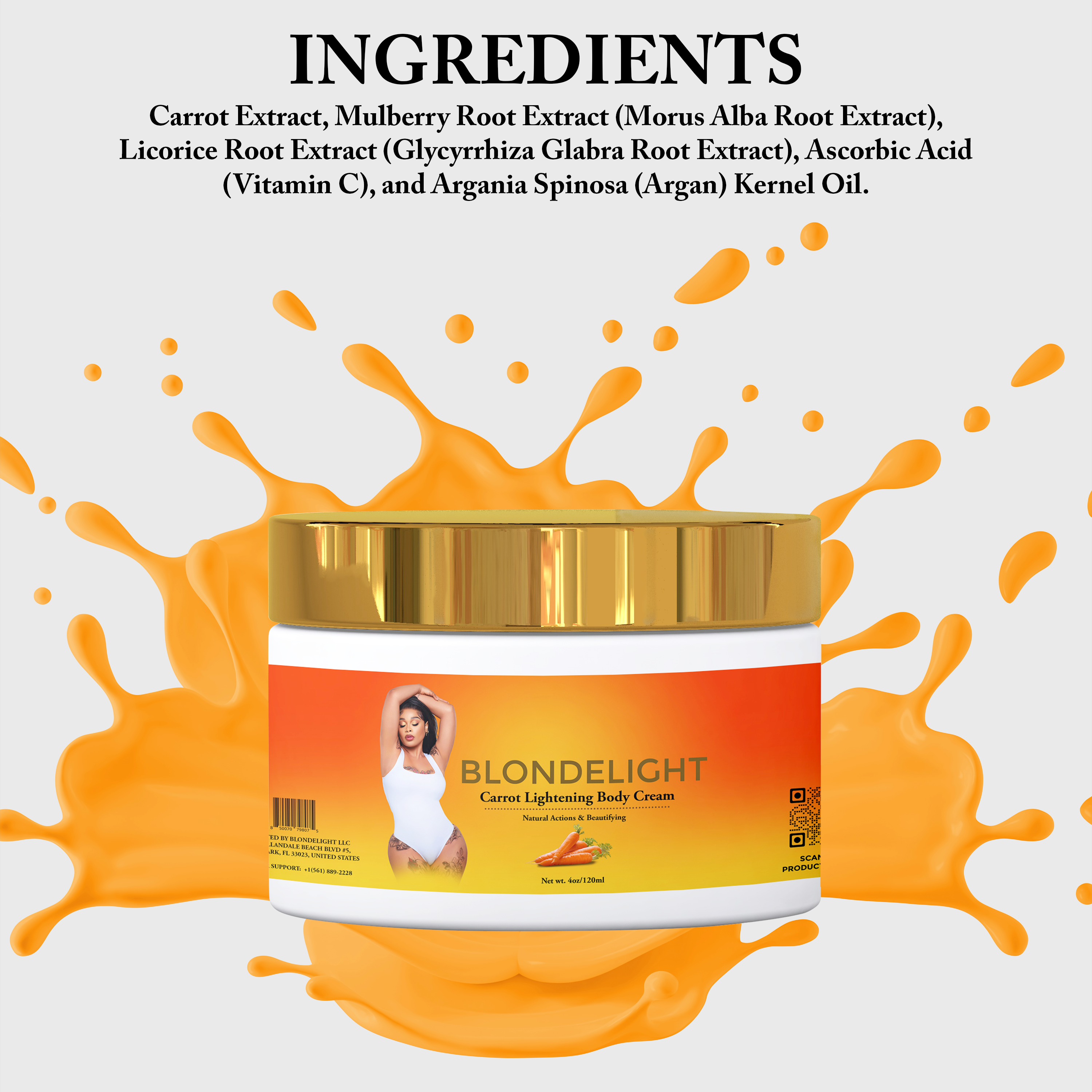 Small Carrot set features Blondelight Carrot Lightening Body Cream with natural ingredients and vibrant design.