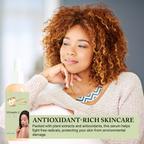 Woman enjoying skincare benefits with Vitamin C serum, promoting antioxidant-rich skincare and protecting skin from damage.