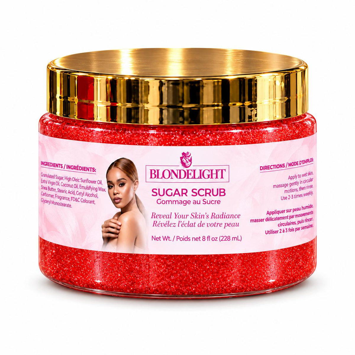 BLONDELIGHT Sugar Body Scrub with Shea Butter & Coconut Oil - 8 fl oz (228 mL)