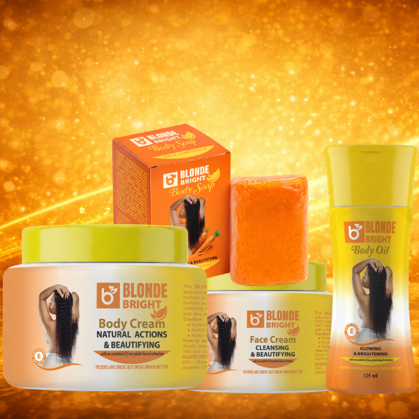 BLONDEBRIGHT Body Cream, Face Cream, Oil  With Carrot Soap 4-Piece Beauty Set