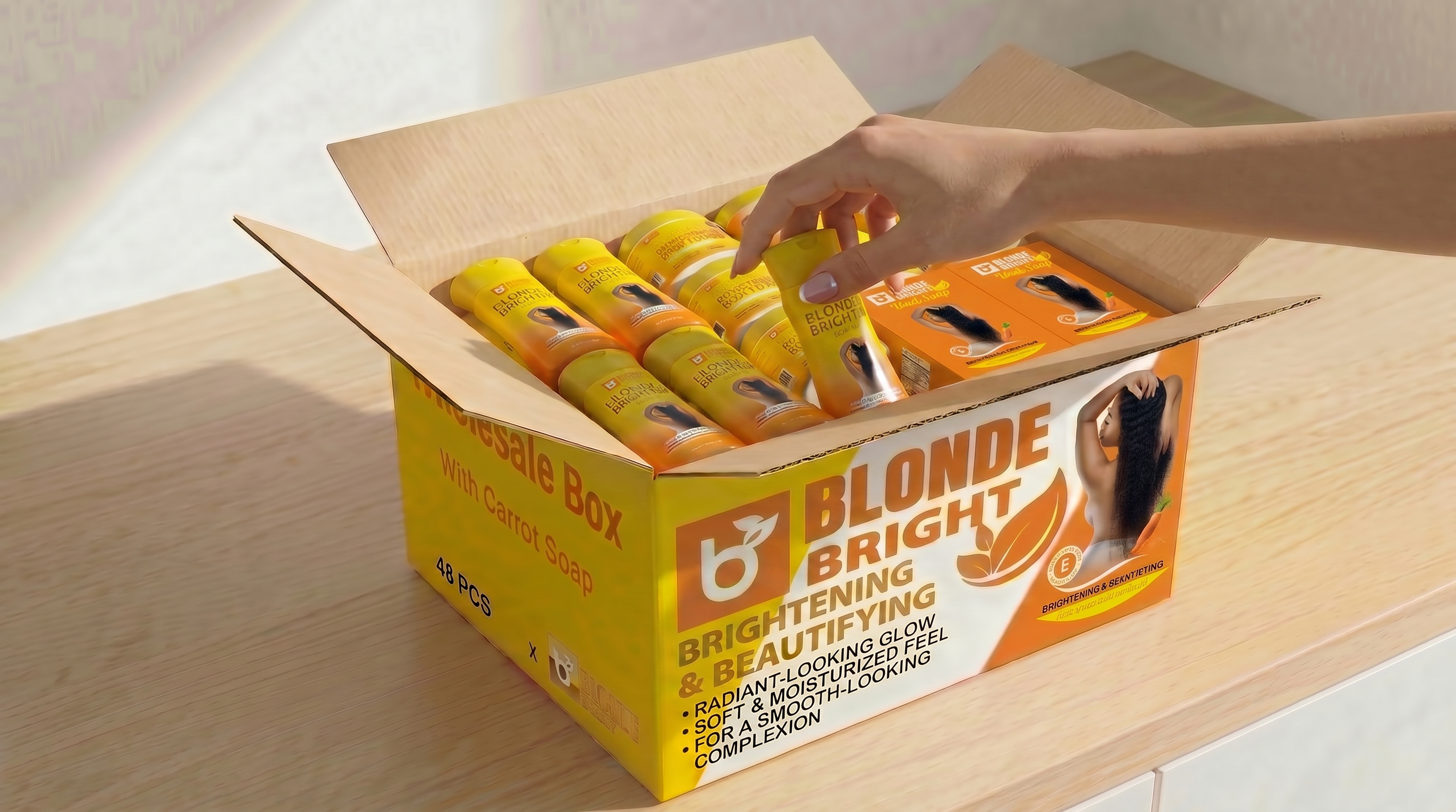 BLONDEBRIGHT 48-Piece Wholesale Glow Box With Carrot Soap