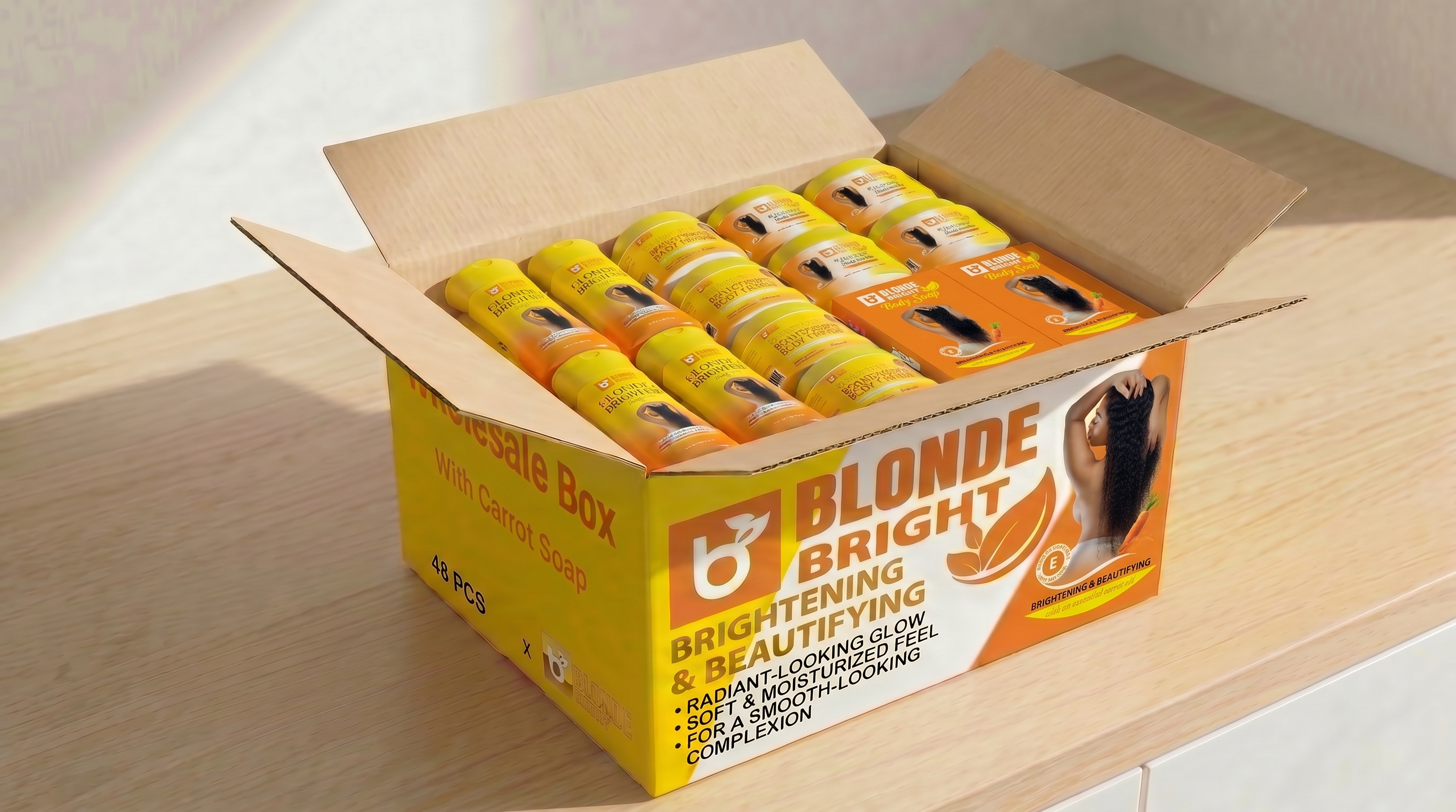BLONDEBRIGHT 48-Piece Wholesale Glow Box With Carrot Soap