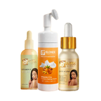 BLONDELIGHT 3-Piece Multi-Pack Skincare Bundle Kit - Turmeric Foam Wash Cleanser, Vitamin C Facial Serum, Natural Extracts for Smooth, Brightening Daily Glow, Dry Skin, Gift on white