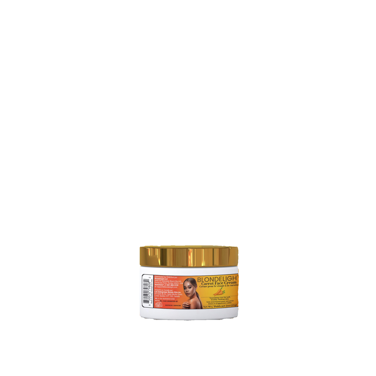 BLONDELIGHT Carrot Face Moisturizer - 227g Daily Nourishing Cream for Adult Combination & Dry Skin, Hydrates, Smooths, Softens, Absorbs Well, Silky Rich Texture, 24 Months Shelf Life, Benzyl Benzoate-Free on white