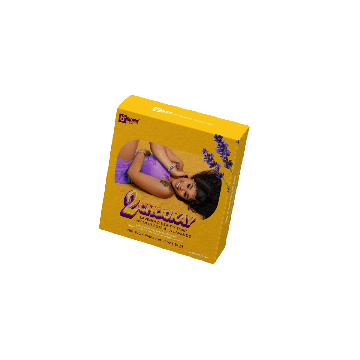 2CHOUKAY Lavender Beauty Bath Soap Bar - Gentle Cleanse for Daily Body Care, Adults, Full Body Use, All Skin Types, Freshness Boost, Dry Skin Support, Single Item on white
