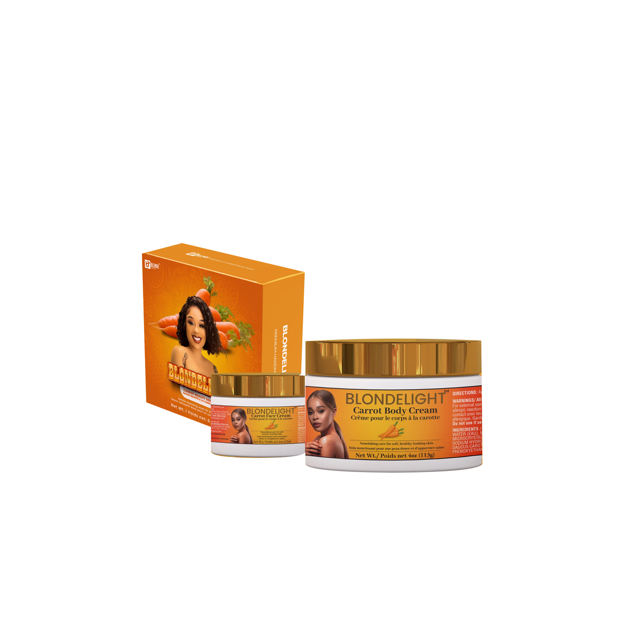 BLONDELIGHT Carrot Glow Gentle Daily Skincare Set - 3-Piece Kit with Smooth, Moisturizing Hydrating Cream on white