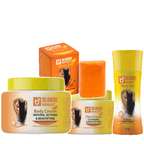 BLONDEBRIGHT FULL SET Body Cream, Face Cream, Oil  With Carrot Soap 4-Piece Beauty Set, Smooth, Moisturizer, Cleanser on white