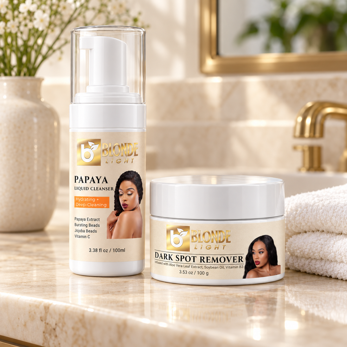 BLONDELIGHT Papaya Liquid Cleanser & Dark Spot Remover Set
