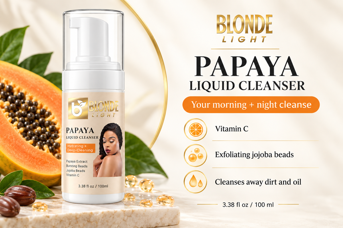 BLONDELIGHT Papaya Liquid Cleanser with Vitamin C & Jojoba Beads - 3.38 fl oz (100 ml)