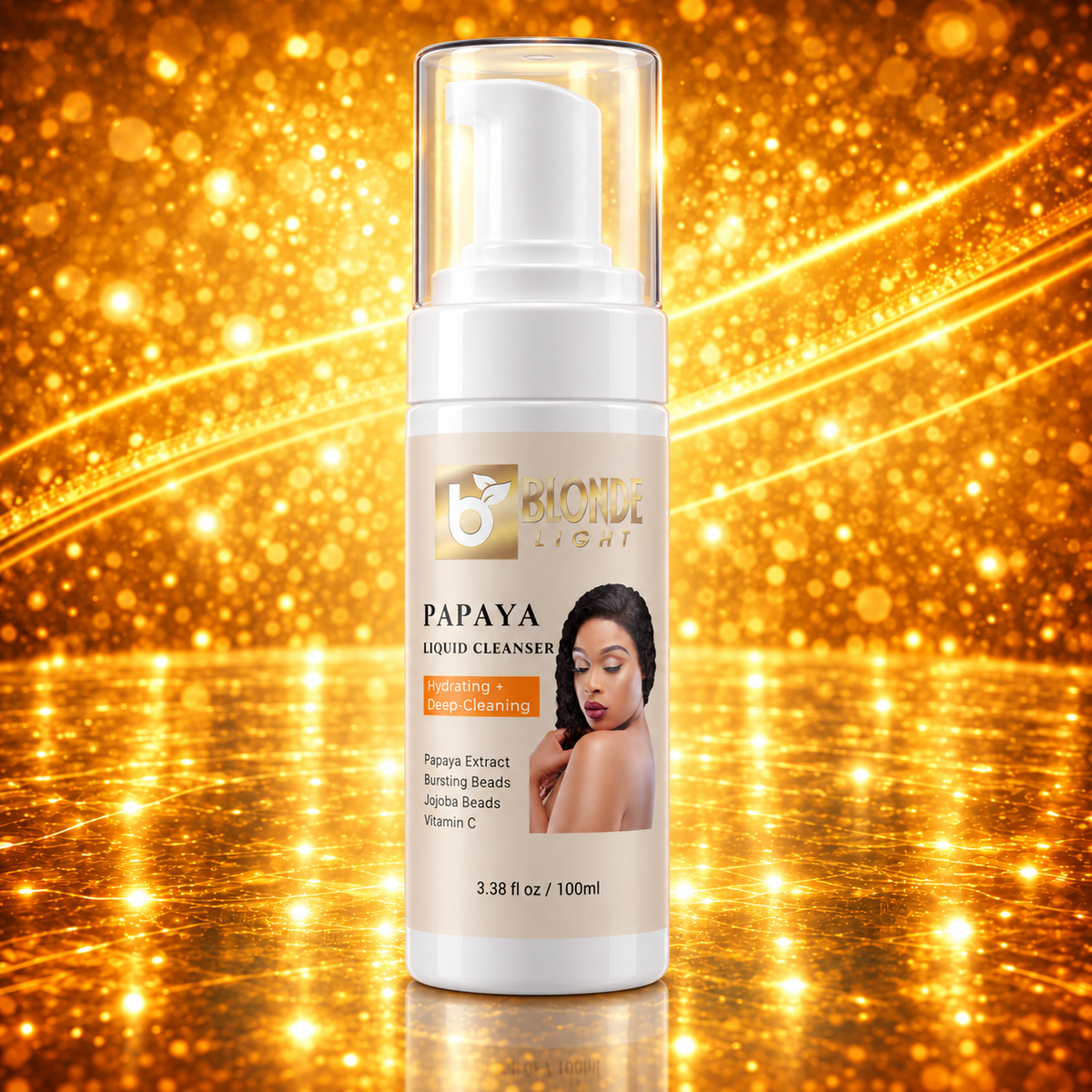 BLONDELIGHT Papaya Liquid Cleanser with Vitamin C & Jojoba Beads - 3.38 fl oz (100 ml)