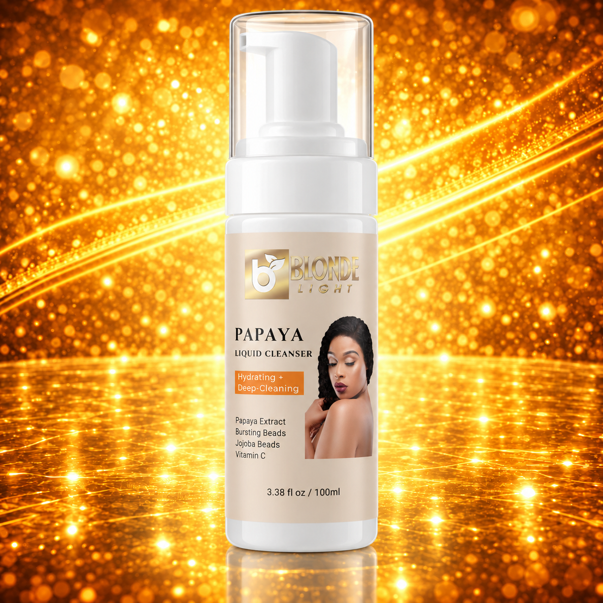BLONDELIGHT Papaya Liquid Cleanser with Vitamin C & Jojoba Beads - 3.38 fl oz (100 ml)