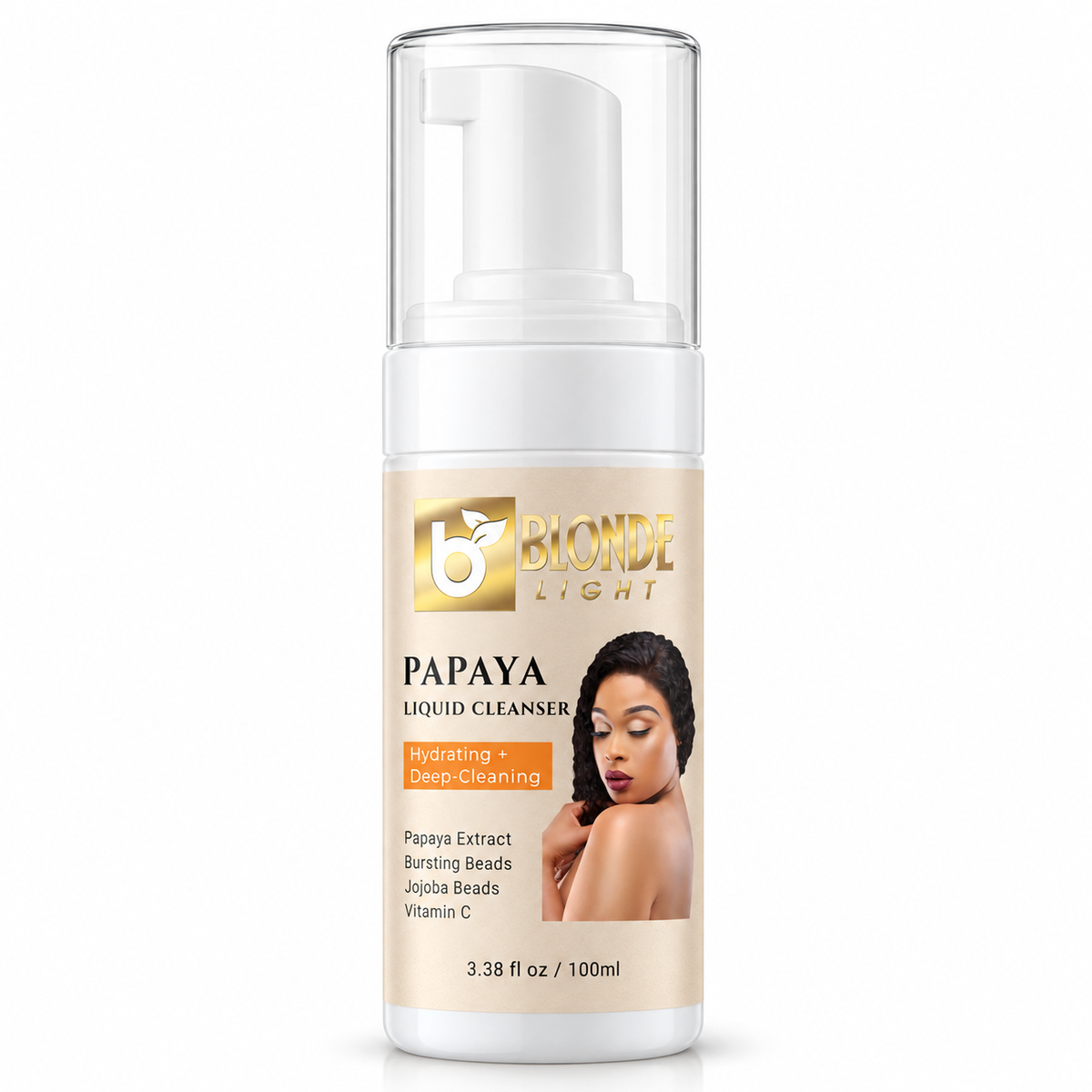 BLONDELIGHT Papaya Liquid Cleanser with Vitamin C & Jojoba Beads - 3.38 fl oz (100 ml)