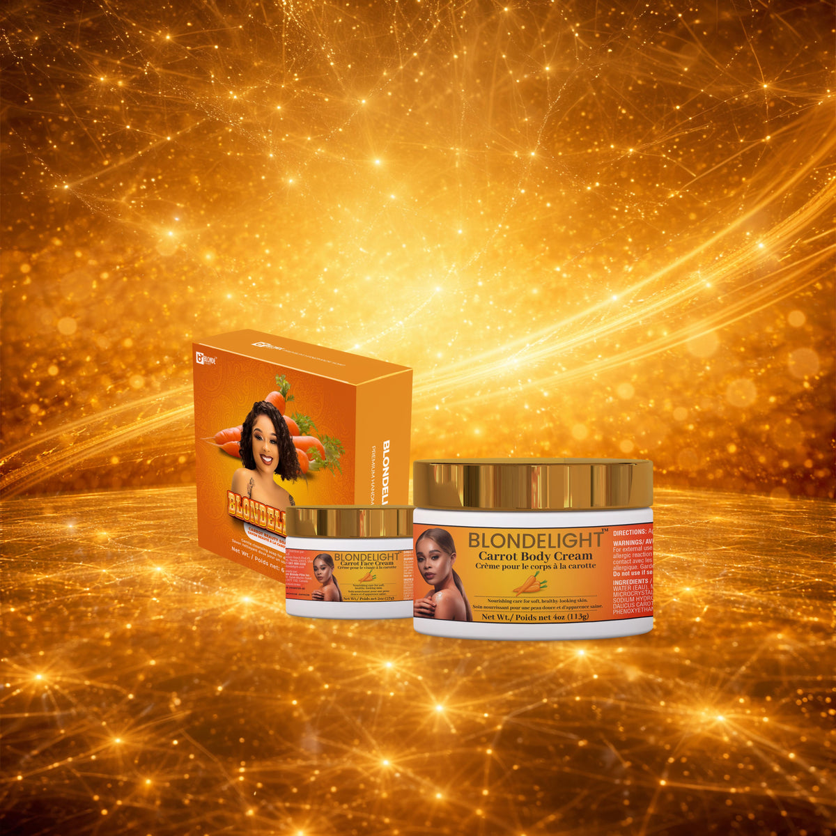 BLONDELIGHT Carrot Glow Gentle Daily Skincare Set - 3-Piece Kit with Smooth, Moisturizing Hydrating Cream