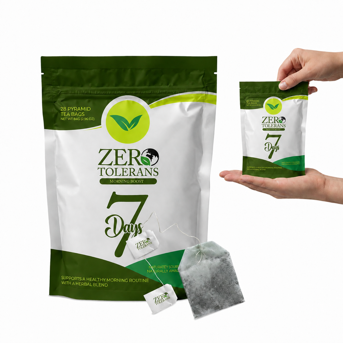 Zero Tolerans Morning Boost Herbal Tea on a white background